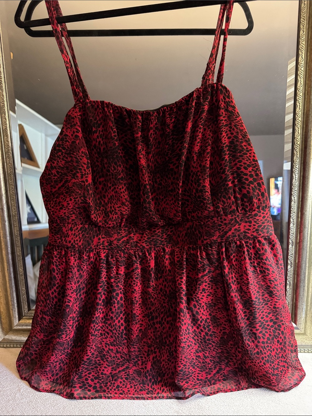 Lane Bryant Red and Black Babydoll Cami Blouse size 22/24